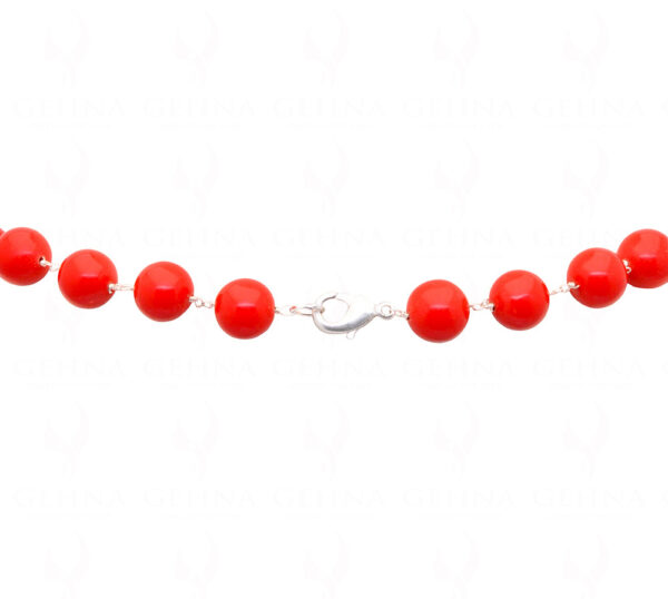 Turquoise & Coral Gemstone Bead Chain Knotted In .925 Sterling Silver CS-1129