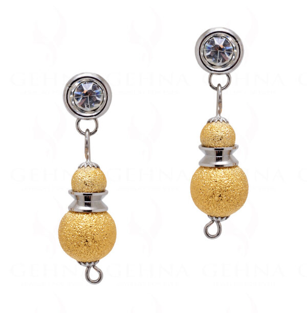 Simulated Diamond Gold Plated Ball Shaped Brilliant Drop Earring FE-1130