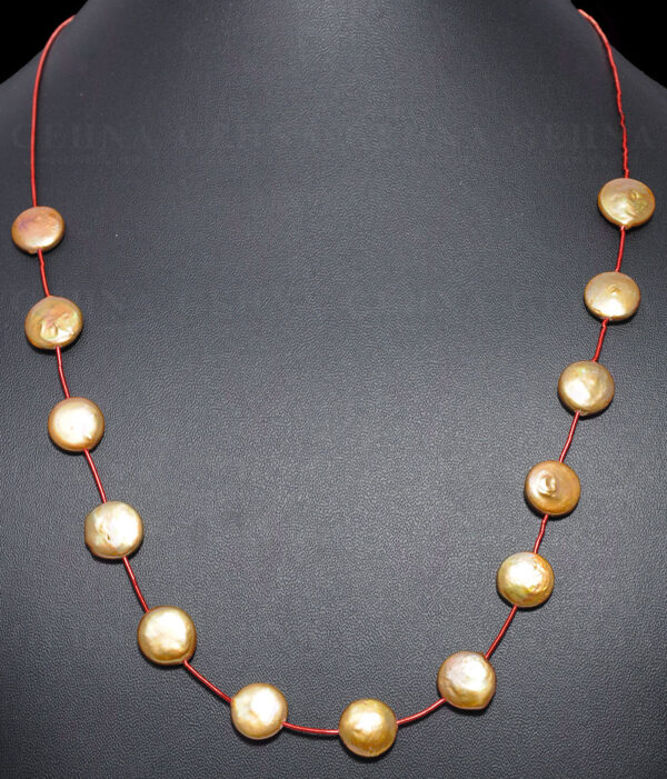 Coin Shaped Golden Mother Of Pearl Beaded Necklace NM-1130