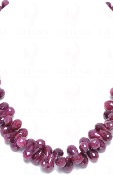 African Ruby Gemstone Faceted Drop Shaped Bead Strand NP-1130