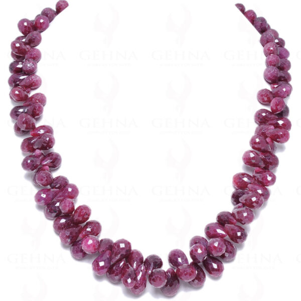 African Ruby Gemstone Faceted Drop Shaped Bead Strand NP-1130