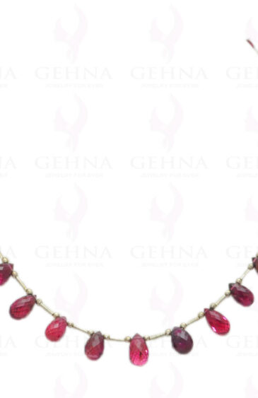 Pink Tourmaline Gemstone Drop Shaped Faceted Bead String NS-1130