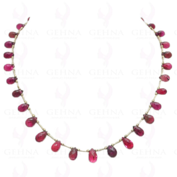 Pink Tourmaline Gemstone Drop Shaped Faceted Bead String NS-1130