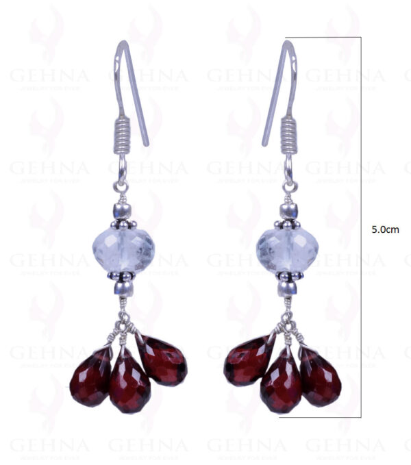 Red Garnet & Aquamarine Gemstone Earrings Made In .925 Sterling Silver ES-1130