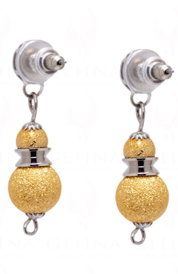 Simulated Diamond Gold Plated Ball Shaped Brilliant Drop Earring FE-1130