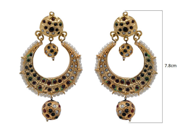 Pearl, Ruby & Emerald Gemstone Studded Chand Bali Earring LE01-1130