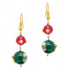 Emerald, White Sapphire & Ruby Dangle Earrings FE-1131