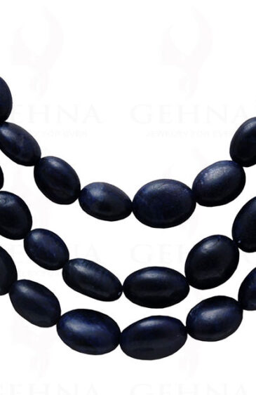 3 Rows Of Blue Sapphire Oval Shaped Cabochon Bead NP-1131