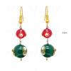 Emerald, White Sapphire & Ruby Dangle Earrings FE-1131
