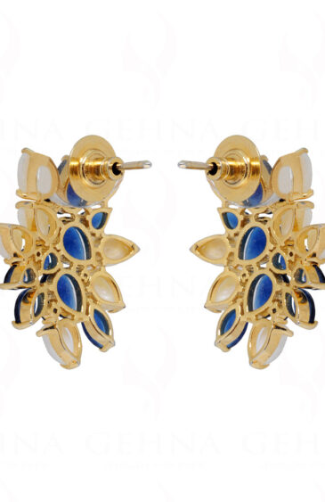Pearl & Sapphire Studded Elegant Pair Of Earrings FE-1132