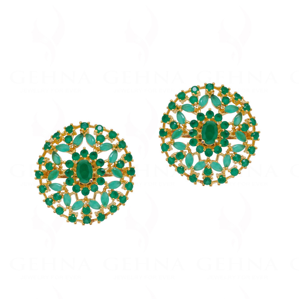 Emerald Studded Globe Shape Festive Earrings FE-1133