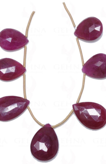 7 Pieces Of Ruby Gemstone Faceted Almond Shaped Bead NP-1133
