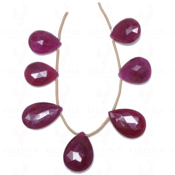 7 Pieces Of Ruby Gemstone Faceted Almond Shaped Bead NP-1133