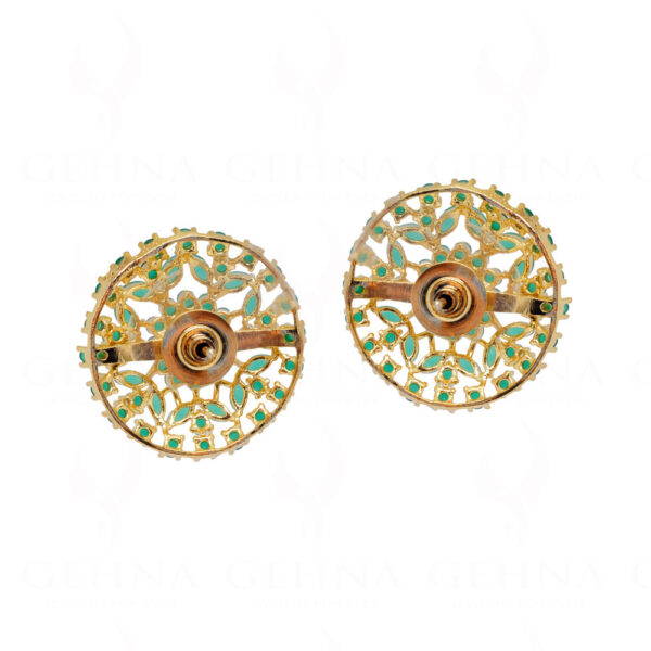 Emerald Studded Globe Shape Festive Earrings FE-1133