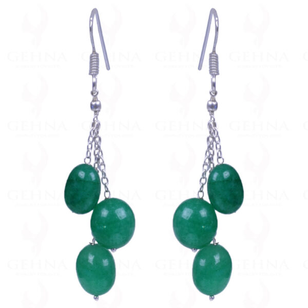 Emerald Gemstone Oval Shape Earrings Made With .925 Sterling Silver ES-1134