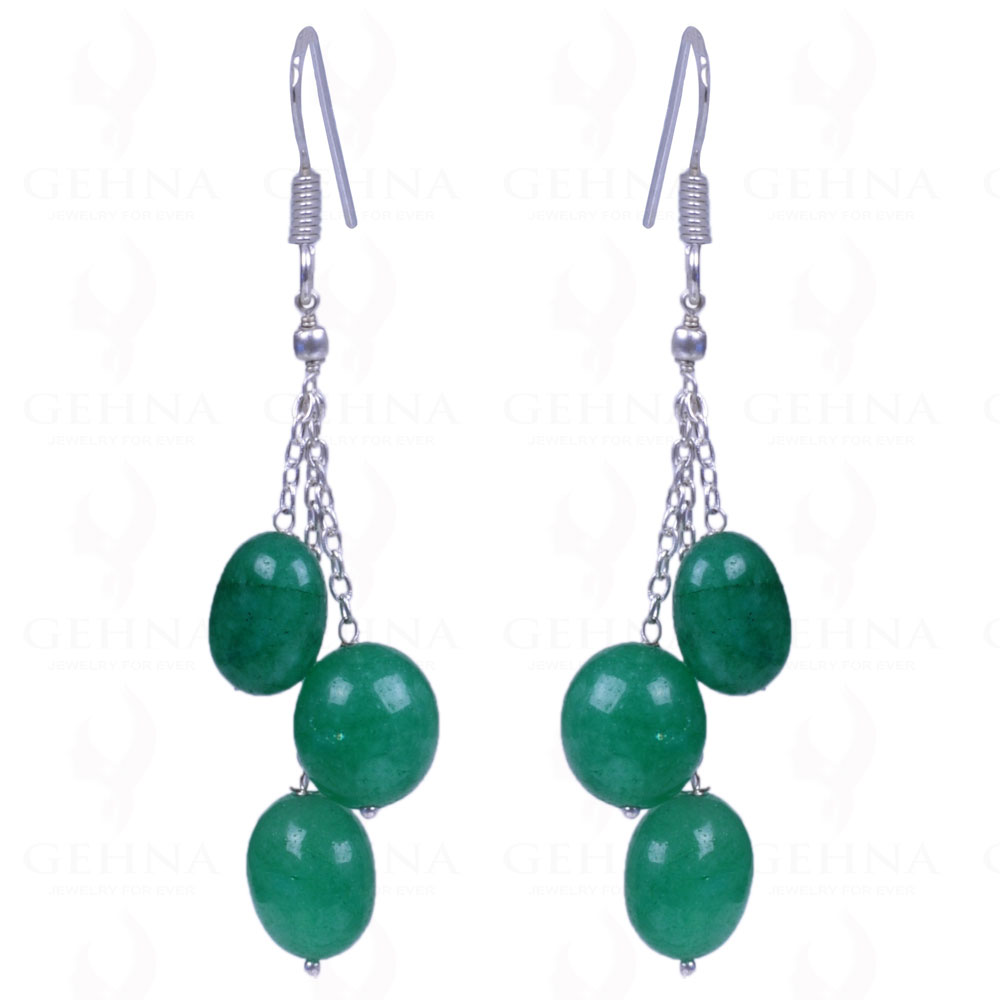 Emerald Gemstone Oval Shape Earrings Made With .925 Sterling Silver ES-1134