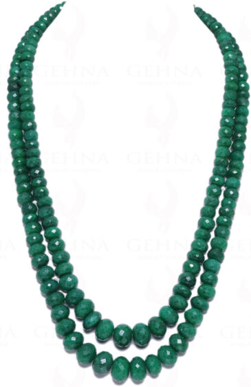 2 Rows Of African Mines Emerald Gemstone Faceted Bead NP-1134