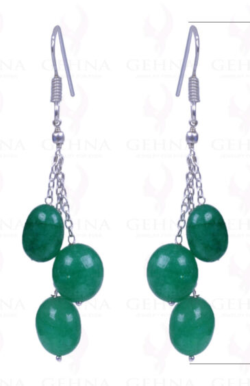 Emerald Gemstone Oval Shape Earrings Made With .925 Sterling Silver ES-1134