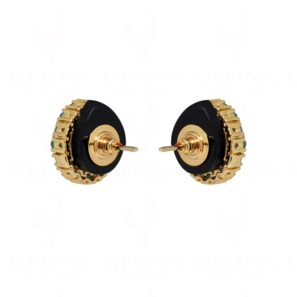 Pearl & Emerald Studded Round Shape Earrings FE-1135