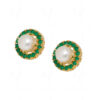 Pearl & Emerald Studded Round Shape Earrings FE-1135