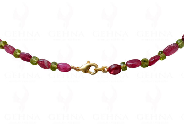 Pink Tourmaline & Peridot Gemstone Bead Necklace NS-1135