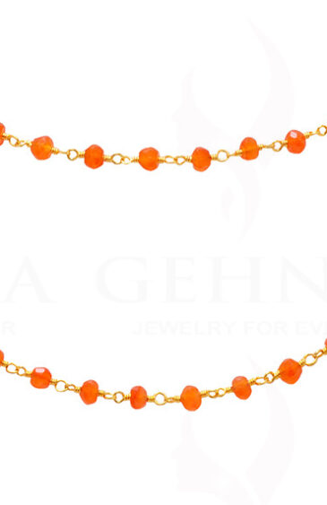 Carnelian Gemstone Faceted Bead Gemstone Chain  In.925 Sterling Silver CS-1136
