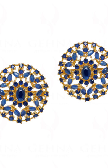 Blue Sapphire Studded Globe Shape Festive Earrings FE-1136