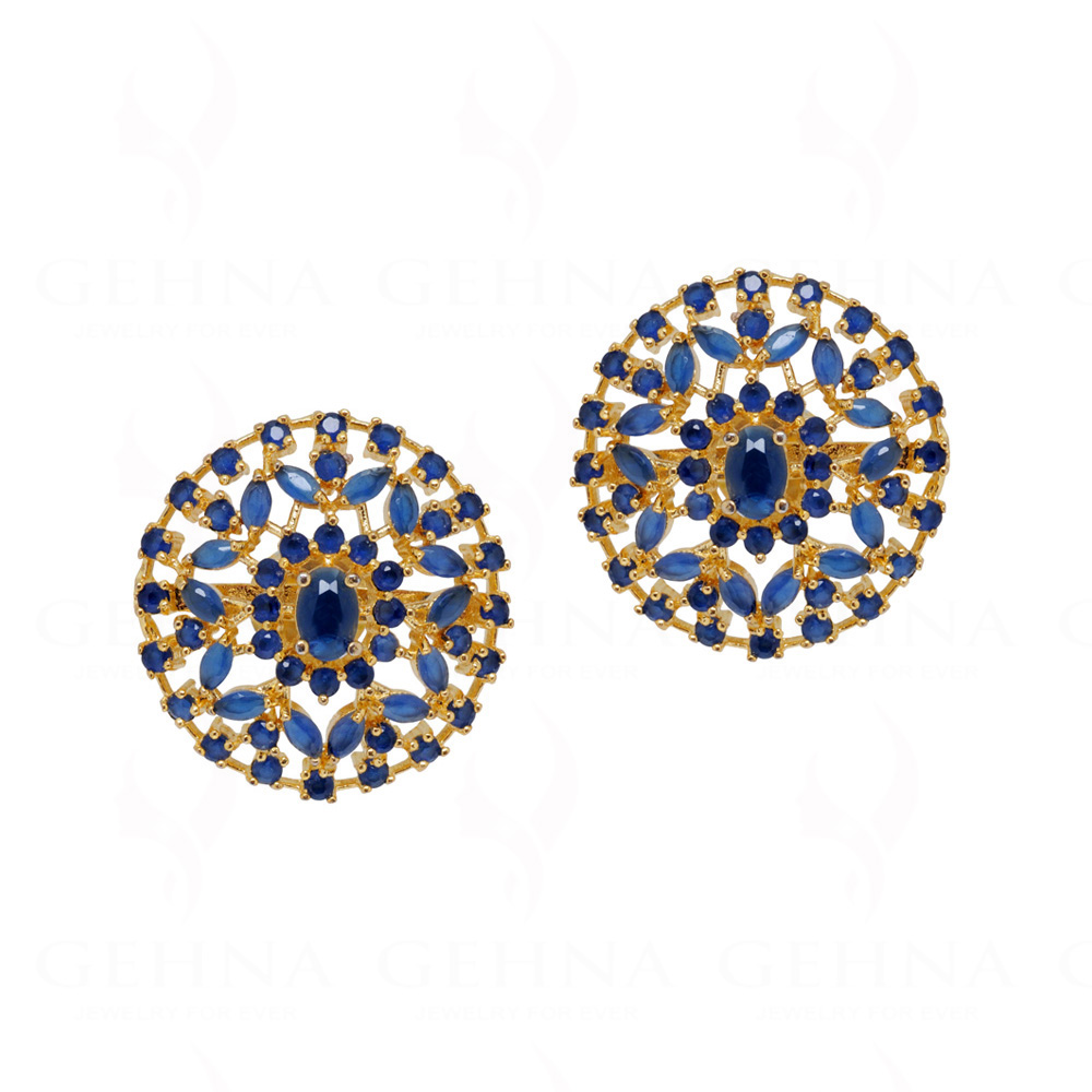 Blue Sapphire Studded Globe Shape Festive Earrings FE-1136