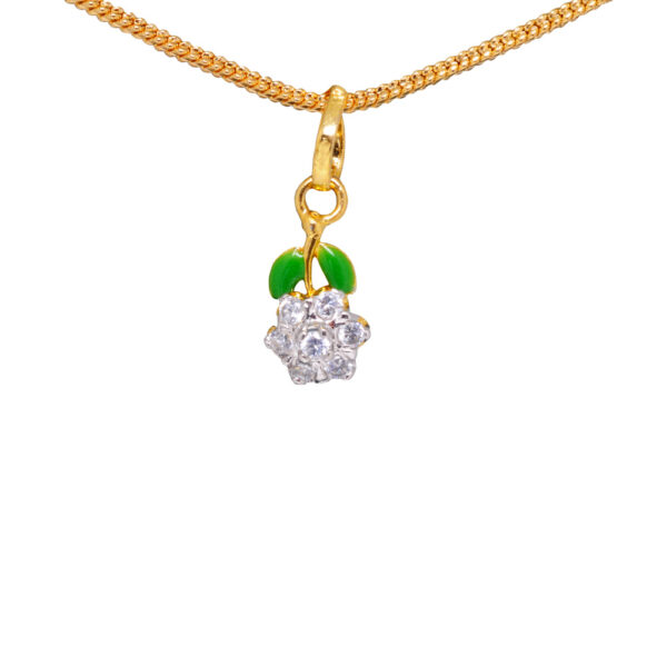 Classy Topaz Studded Flower Shaped With Enamel Work Pendant & Earring Set FP-1136