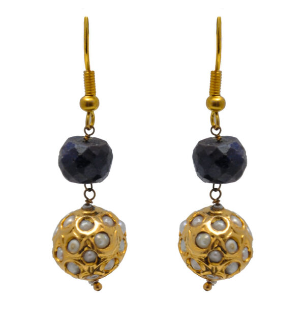 Pearl & Blue Sapphire Gemstone Studded Lac Earring LE01-1137