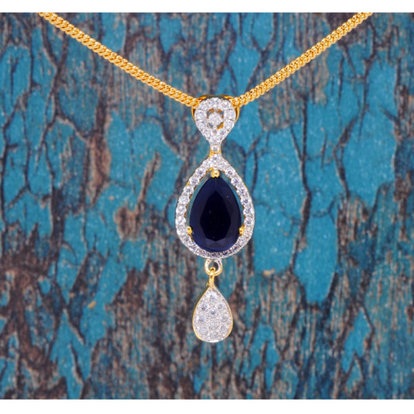 Trendy Blue Sapphire & Classic Topaz Studded Pendant & Earring Set FP-1137