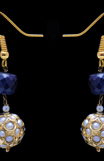 Pearl & Blue Sapphire Gemstone Studded Lac Earring LE01-1137