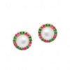 Pearl, Ruby & Emerald Studded Round Shape Earrings FE-1137