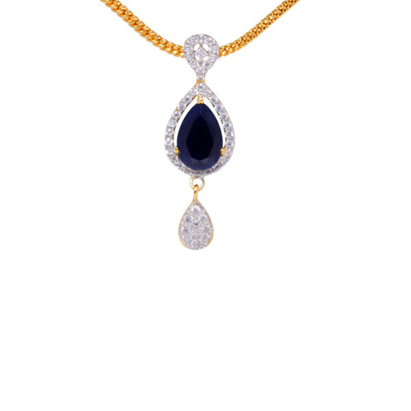 Trendy Blue Sapphire & Classic Topaz Studded Pendant & Earring Set FP-1137