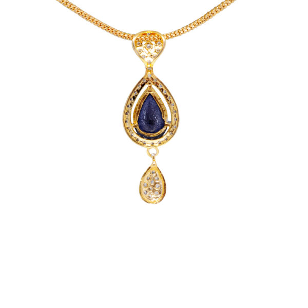 Trendy Blue Sapphire & Classic Topaz Studded Pendant & Earring Set FP-1137