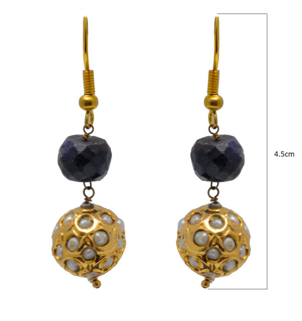 Pearl & Blue Sapphire Gemstone Studded Lac Earring LE01-1137