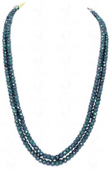2 Rows Of Emerald Gemstone Faceted Bead Necklace NP-1138