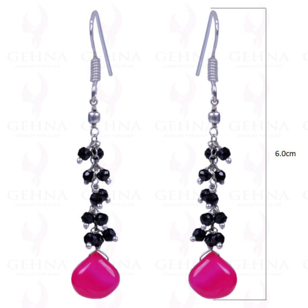 Pink Chalcedony & Black Spinel Gemstone .925 Sterling Silver Earrings ES-1138