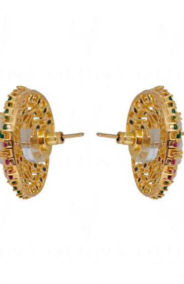 Pearl & Multicolor S Studded Globe Shape Festive Earrings FE-1138