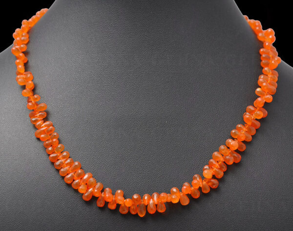 Carnelian Gemstone Faceted Drop Shaped Bead Necklace NS-1138