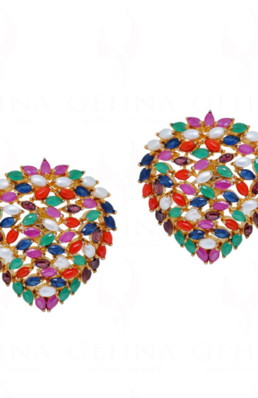 Ruby, Emerald & Multicolor S Studded Festive Earrings FE-1139