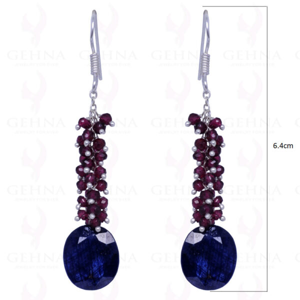 Ruby & Blue Sapphire Gemstone Earrings Made In .925 Sterling Silver ES-1139