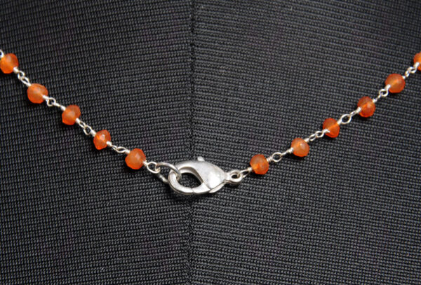 Carnelian & Chalcedony Bead Gemstone Chain  In.925 Sterling Silver CS-1139