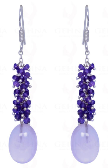 Rose Quartz & Amethyst Gemstone Earrings Made In .925 Sterling Silver ES-1140