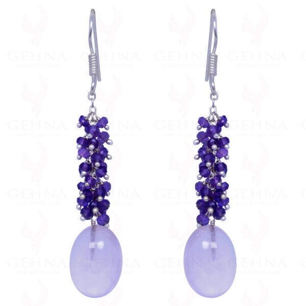 Rose Quartz & Amethyst Gemstone Earrings Made In .925 Sterling Silver ES-1140