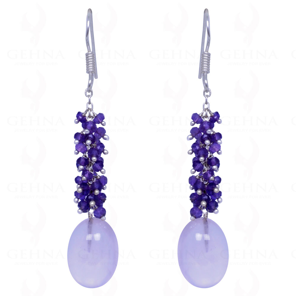 Rose Quartz & Amethyst Gemstone Earrings Made In .925 Sterling Silver ES-1140