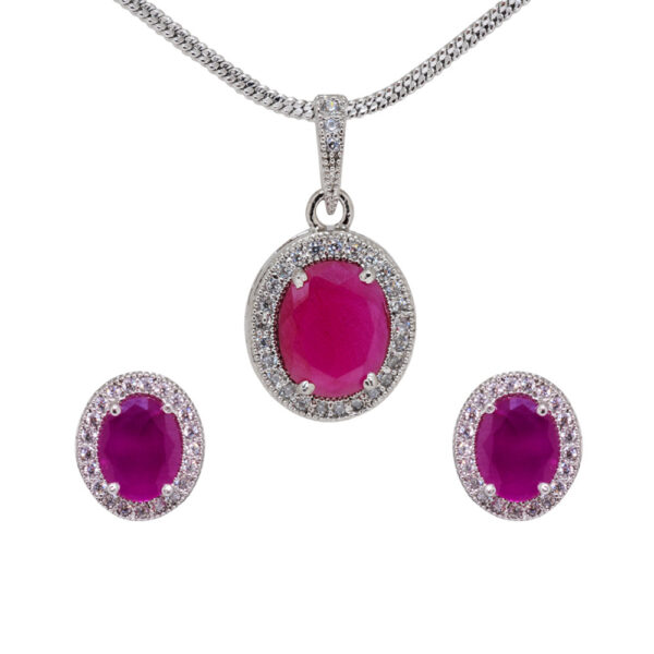 Ethnic Ruby & Stunning Topaz Studded Pendant & Earring Set FP-1140