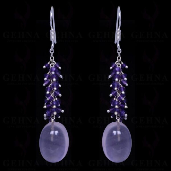 Rose Quartz & Amethyst Gemstone Earrings Made In .925 Sterling Silver ES-1140