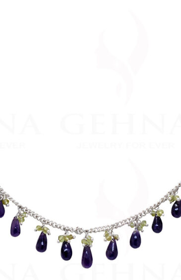 Amethyst & Peridot Gemstone Chain Knotted In.925 Sterling Silver CS-1141