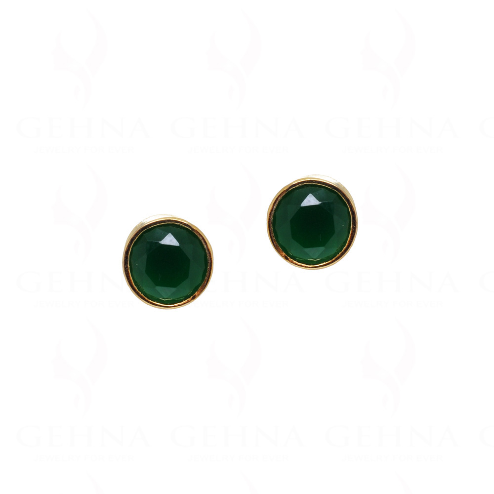 Emerald Studded Round Shape Festive Earrings FE-1141